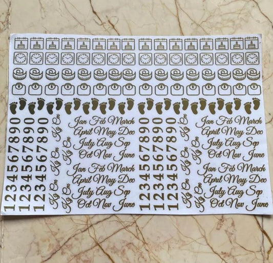 13x9.5" Metallic Embossed stickers - Born Baby