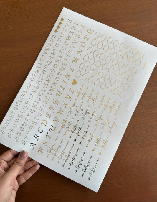 13x9.5" Metallic Embossed stickers - Alphabets & Love