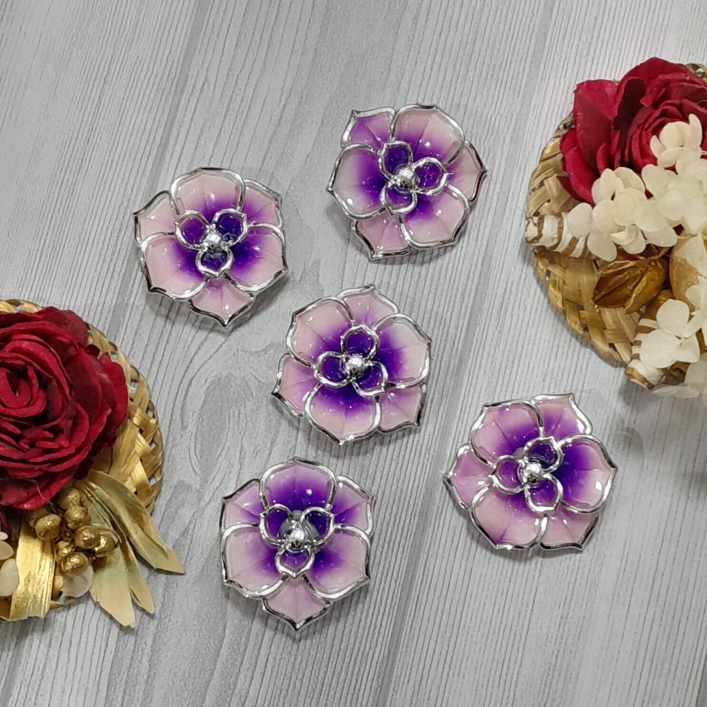 3 Layer Acrylic Flowers - Set of 5