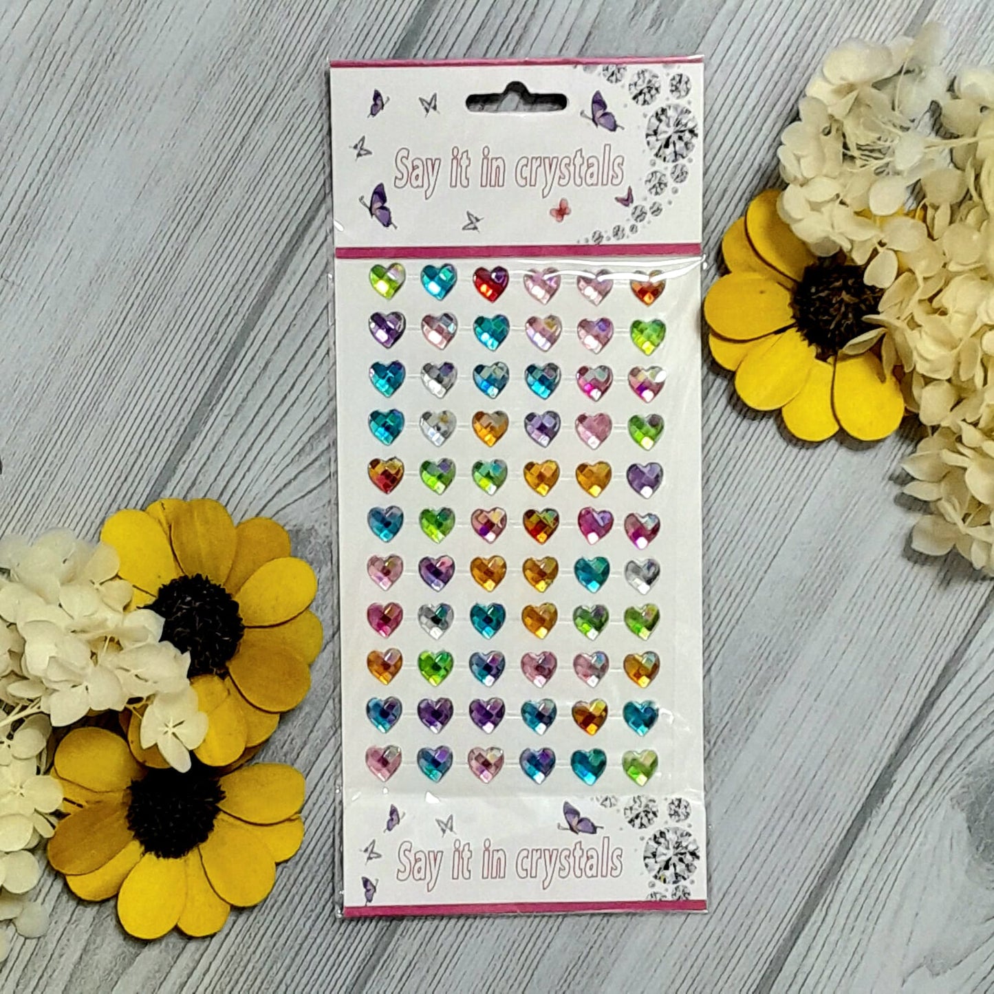 3D Crystal Multicolor Heart Stickers