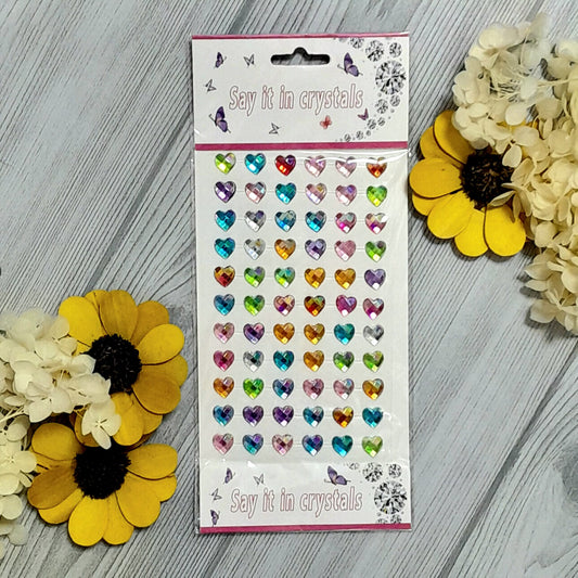 3D Crystal Multicolor Heart Stickers