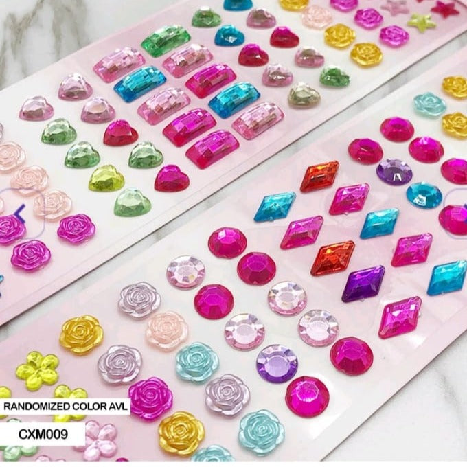 3D Crystal Rose And Shapes Stickers