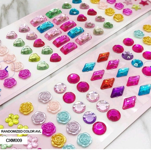 3D Crystal Rose And Shapes Stickers