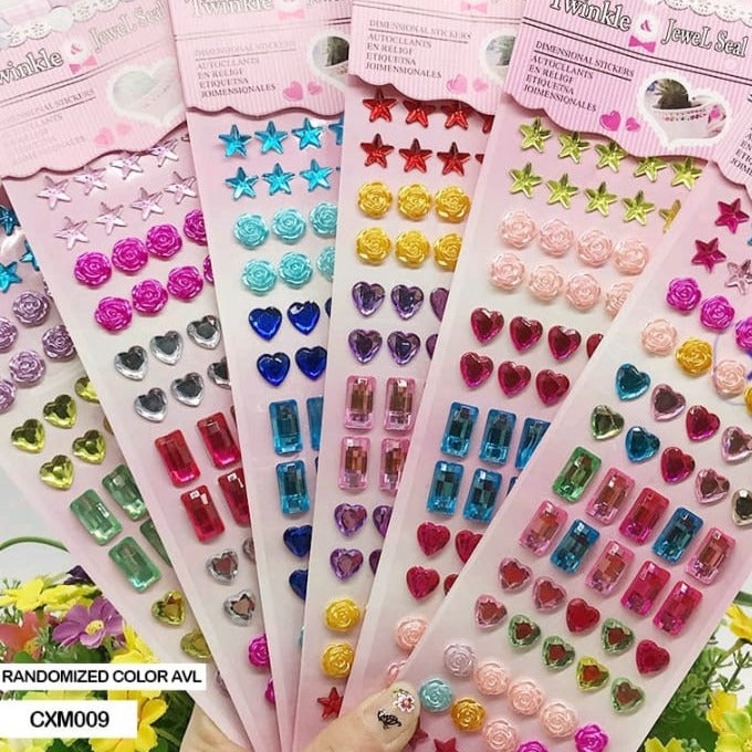 3D Crystal Rose And Shapes Stickers