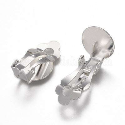 Earring Clip Base Silver - Set of 2