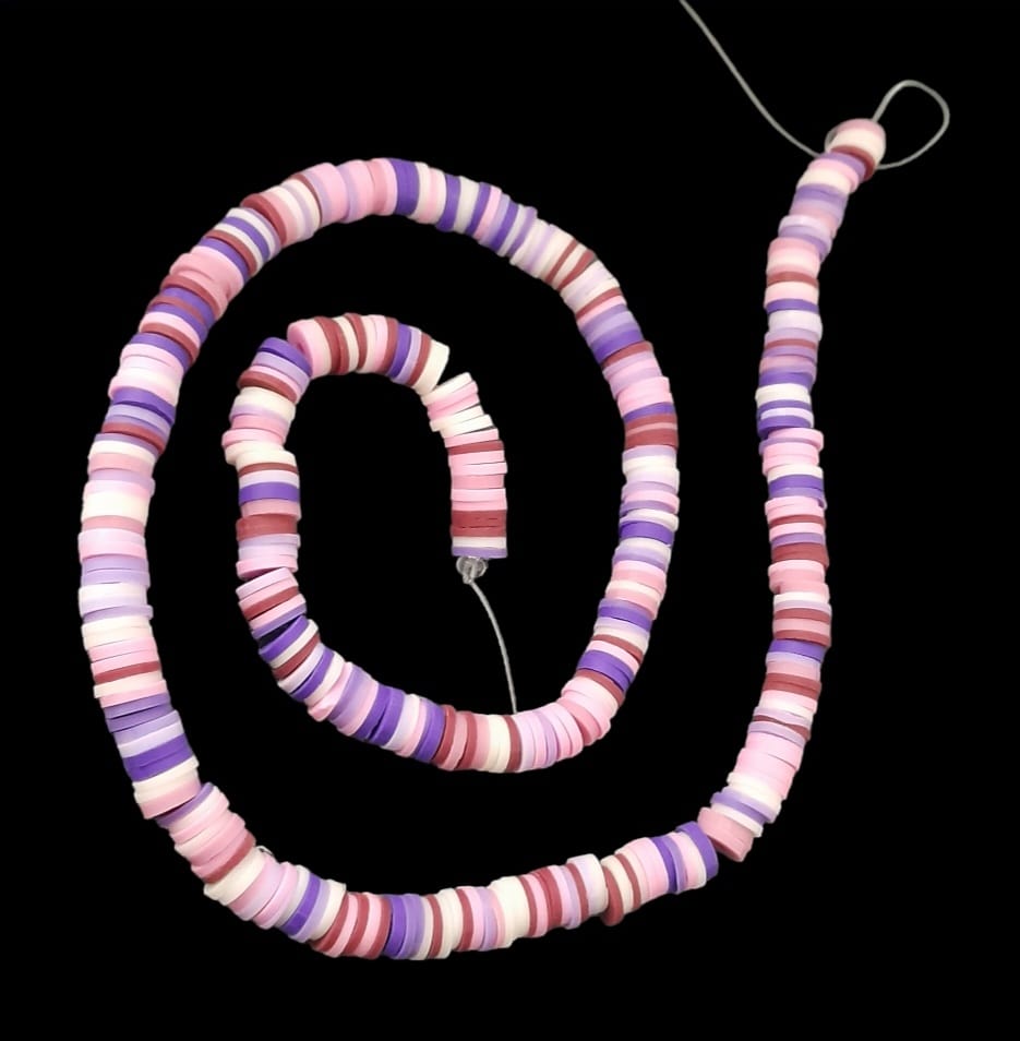 Polymer Beads flat cut rounds - Purple Theme