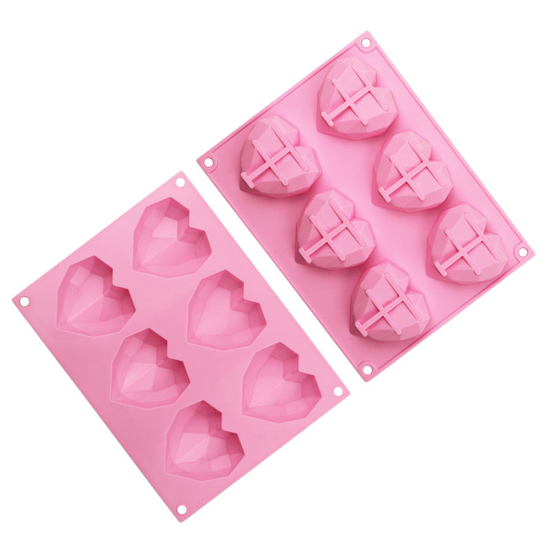 6 Cavity Diamond Heart Silicone Mould | Six Cavity Diamond Heart Silicone Mold Bestow Charms