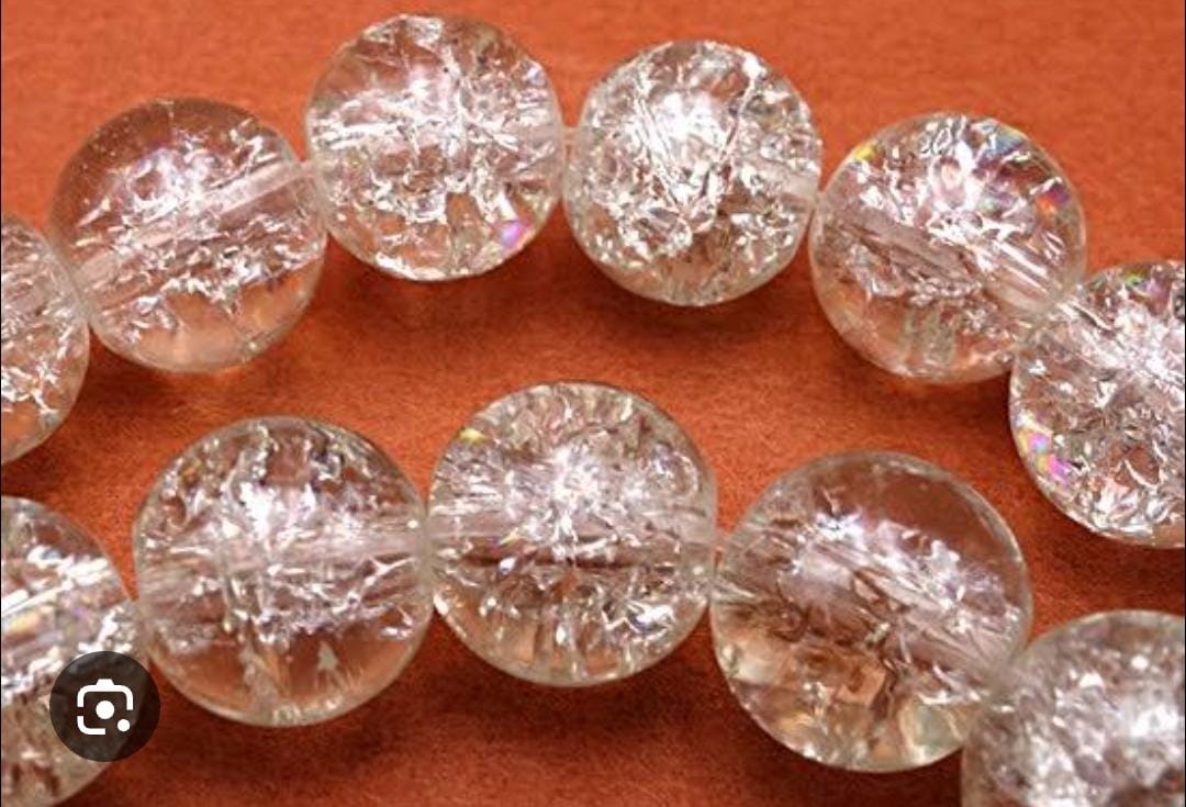 10mm Glass Crackle Beads - clear