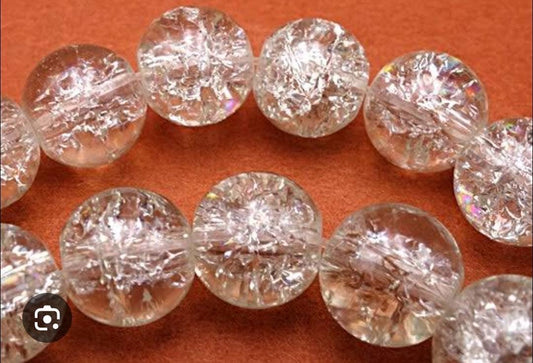 10mm Glass Crackle Beads - clear