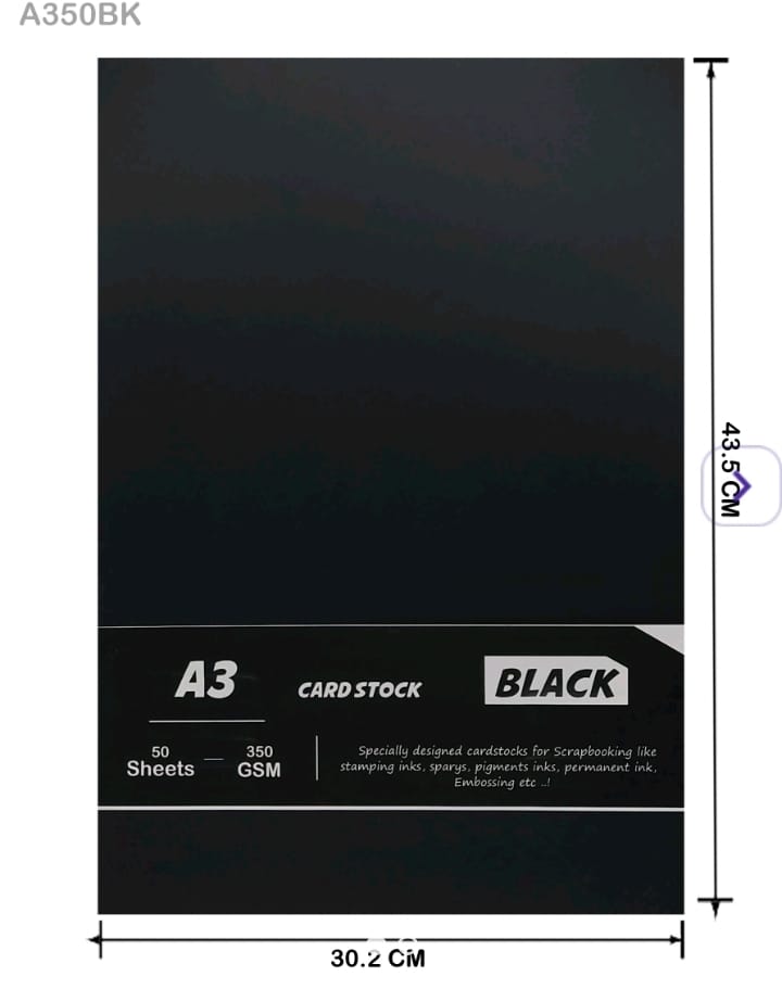 A3 Card - Black - 350GSM