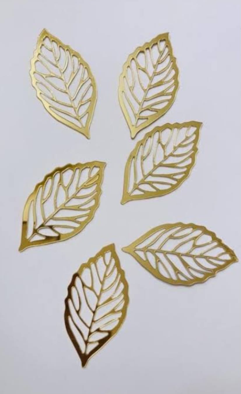 Acrylic Cut Cake Charm - Leaf - Set Of 6
