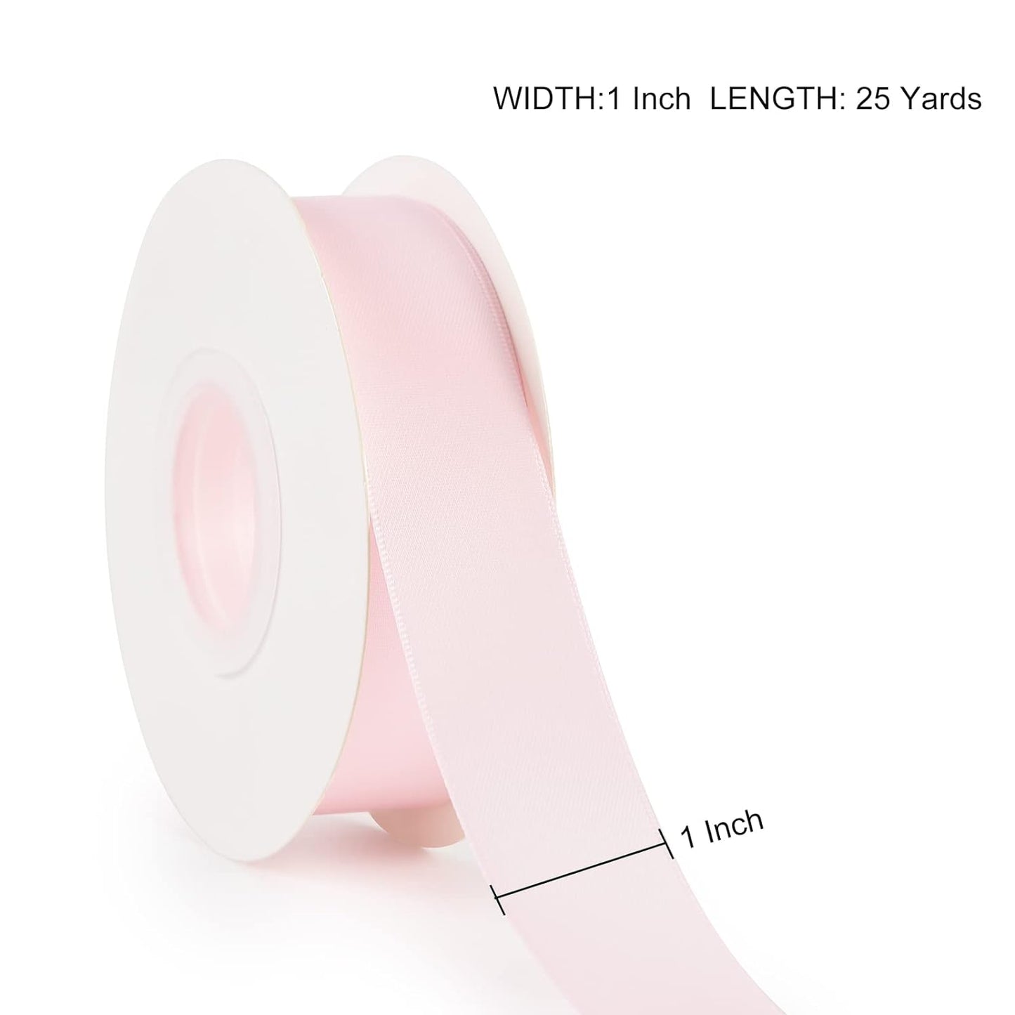 Baby pink satin ribbon 1" - 1mtr