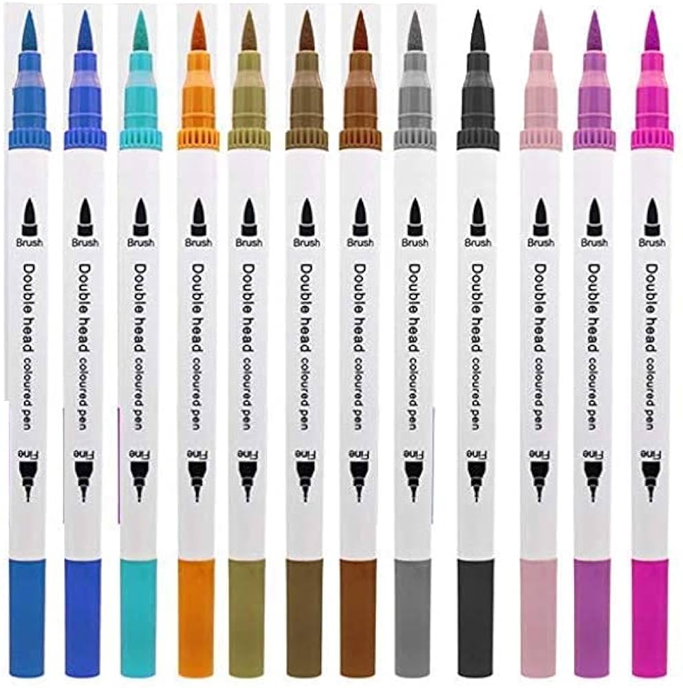 Dual Tip Brush Pen - 12 Color Set