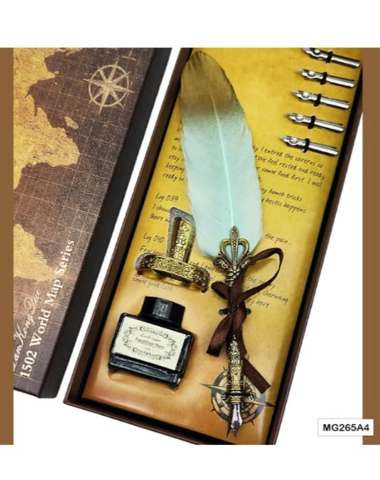 Feather Ink Calligraphy Pen Set With Ink
