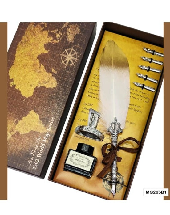 Feather Ink Calligraphy Pen Set With Ink