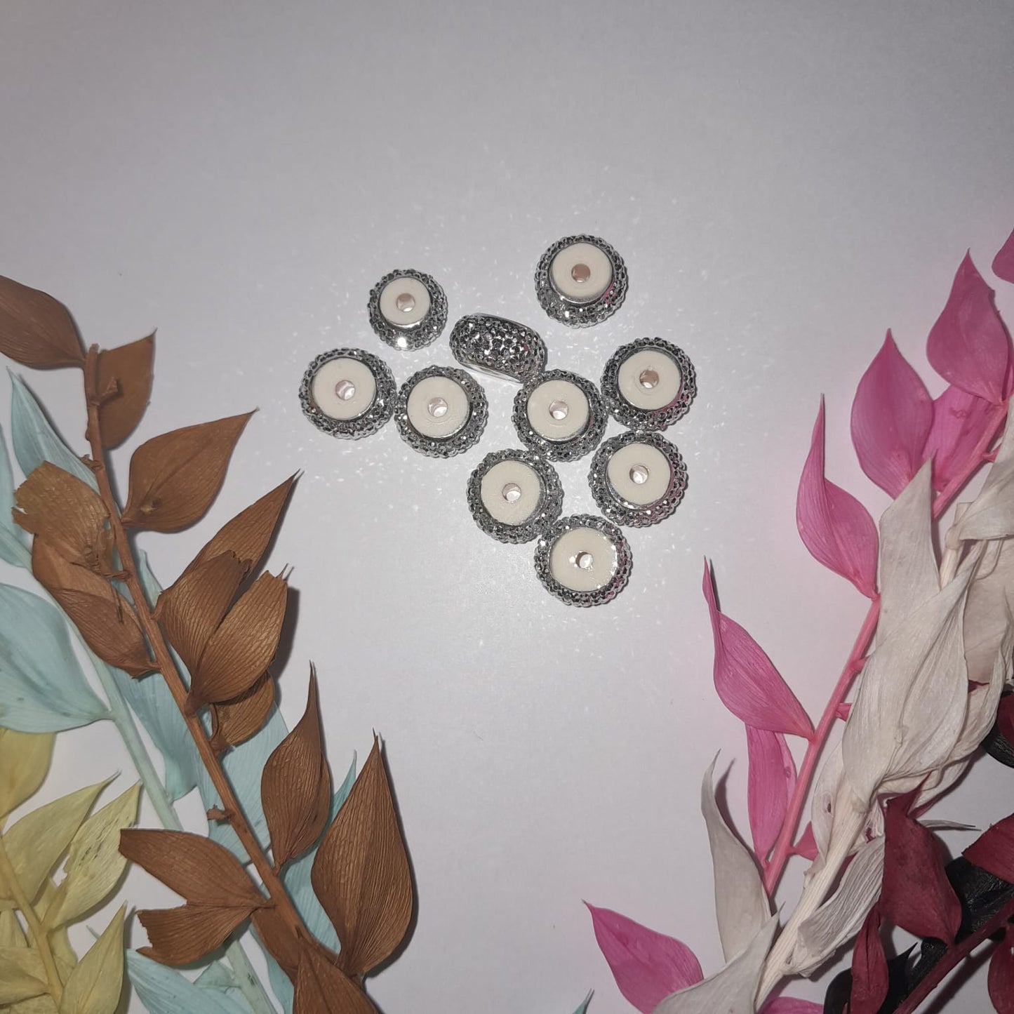 Flat Round Disco Beads - set of 10