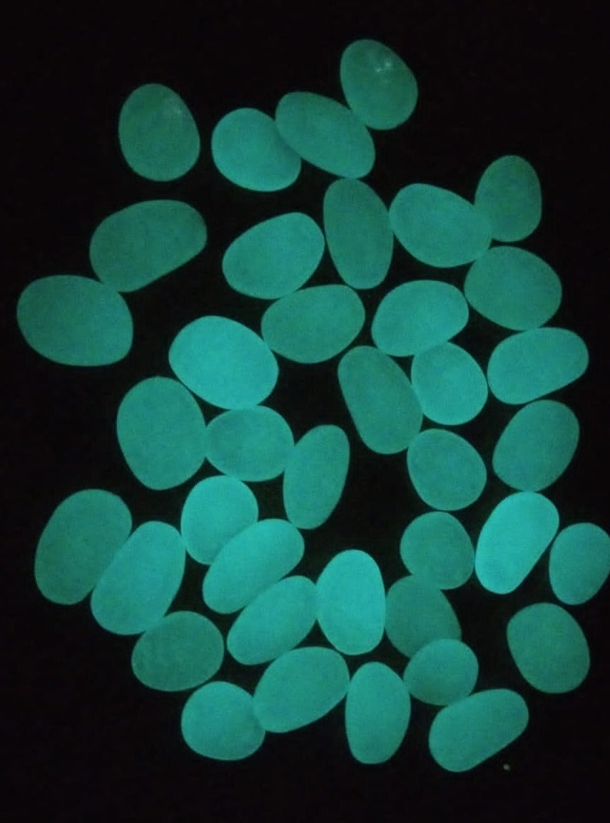 Glow in the Dark Pebble Stones - Sky Blue Reflection
