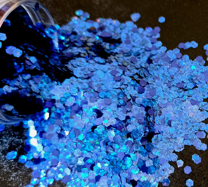 Holo Dark blue Hexagon Chunks Glitters - 20gms Bestow Charms