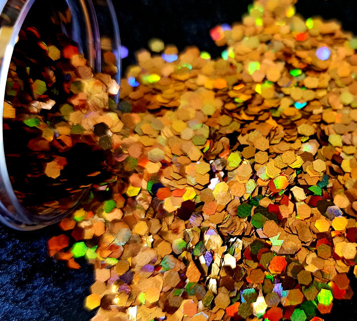 Holo Gold Hexagon Chunks Glitter - 20gms Bestow Charms