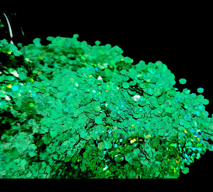 Holo Green Hexagon Chunks Glitter - 20gms Bestow Charms