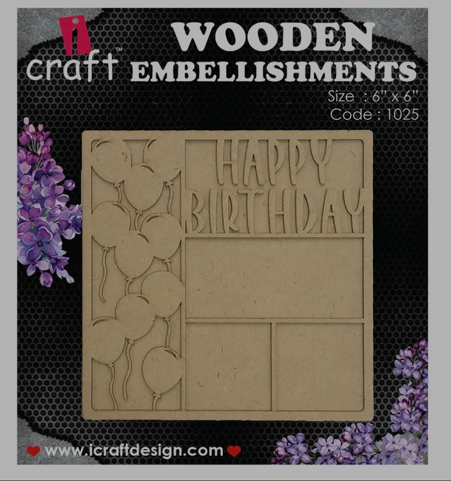 MDF Happy Birthday Photo Frame