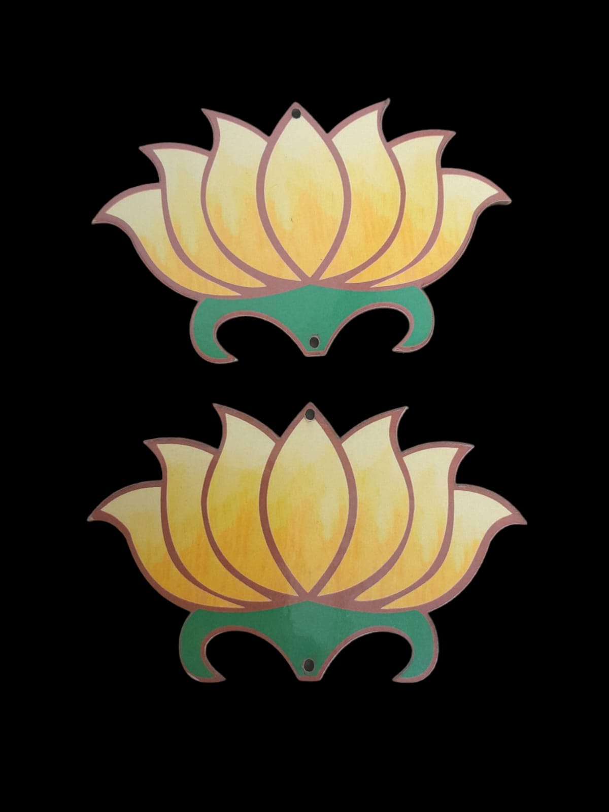 MDF yellow Lotus - 3" - Set of 2