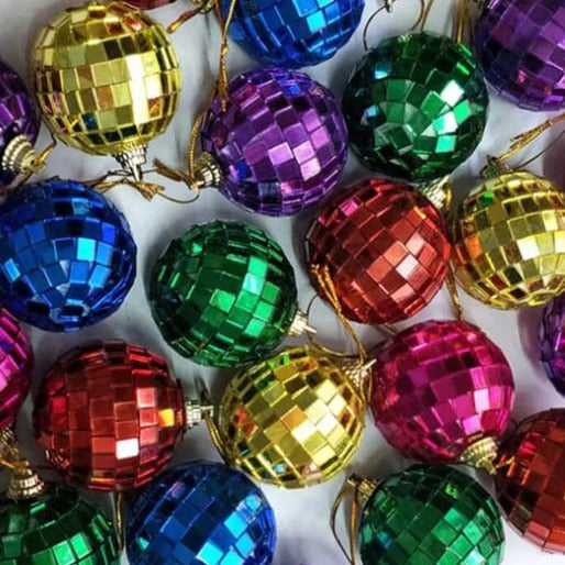 Multicolor Disco Ornament - Set of 12 - 1.5"