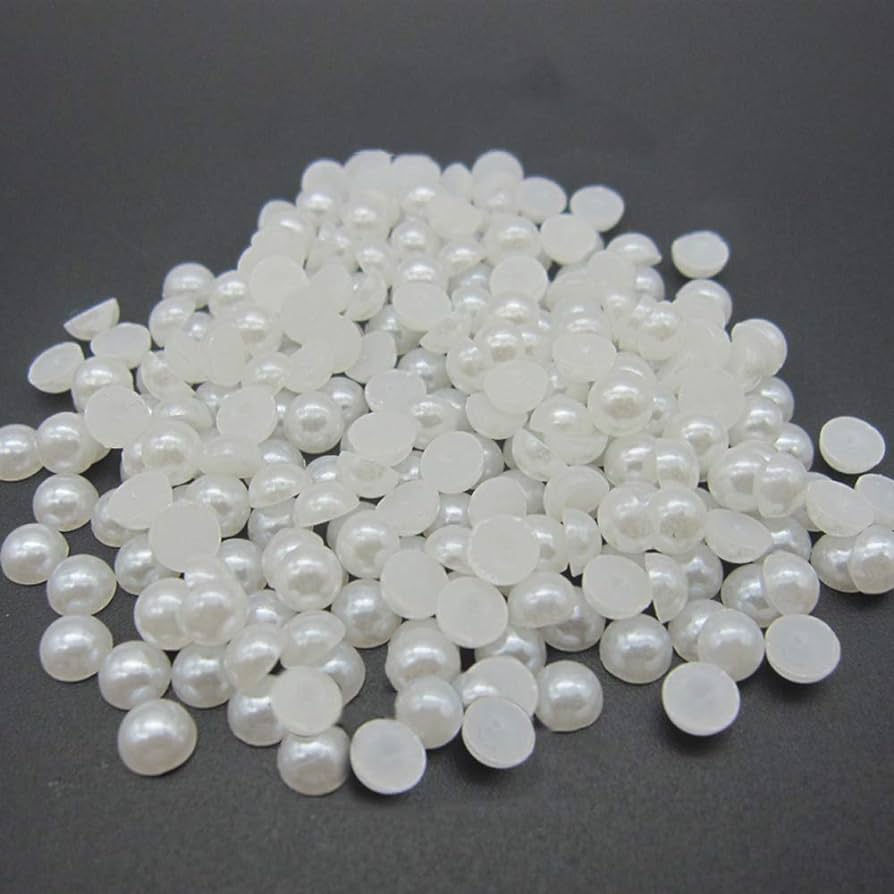 Pearl flat round beads - 0.5cm