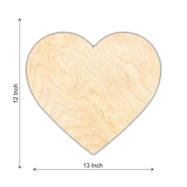 Pine Wood Heart Base - 12"