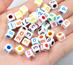 Plastic square number beads - 20g