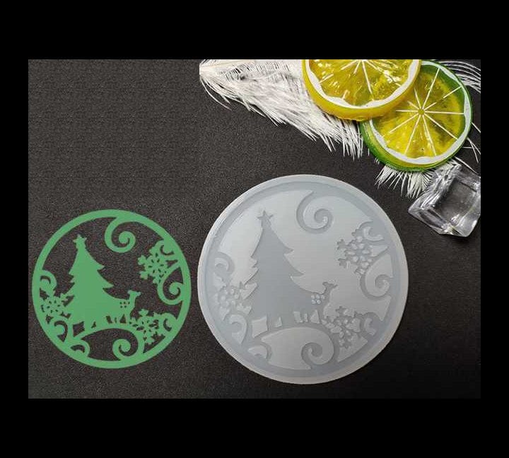 Silicone Christmas Ornament Round Shape Keychain Molds Bestow Charms