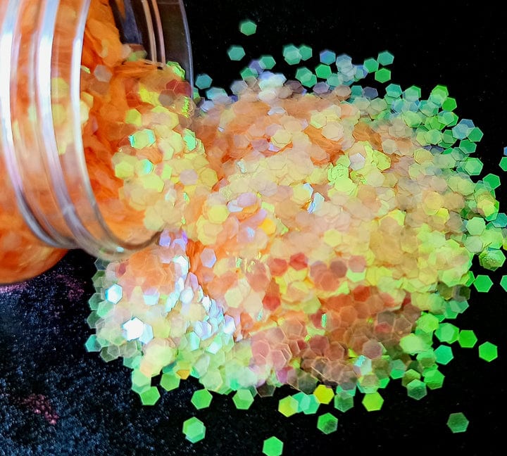 Trans Orange Hexagon Chunks Glitters - 20gms Bestow Charms