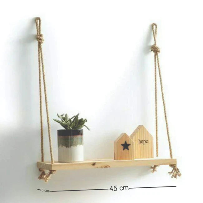 Wall Hanging Pine Wood Shelf - 18x6"