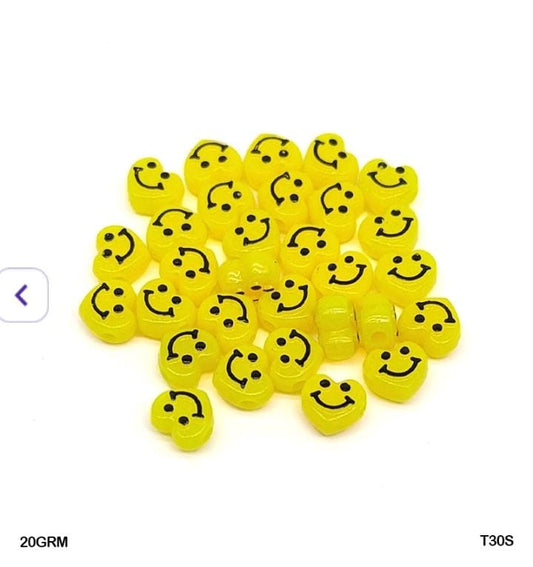 Yellow Heart Smile Beads - 20g