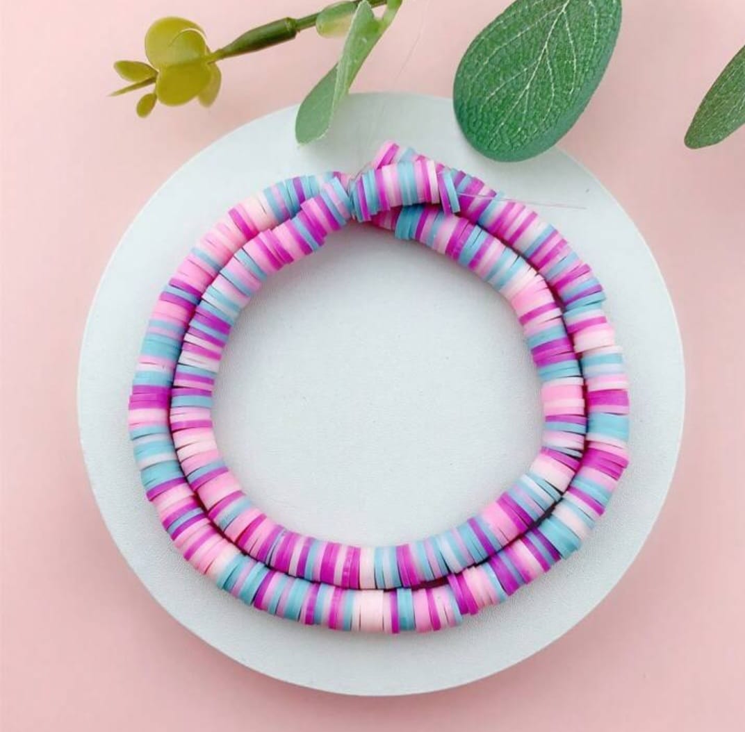 Polymer Beads flat cut rounds - Pink Theme