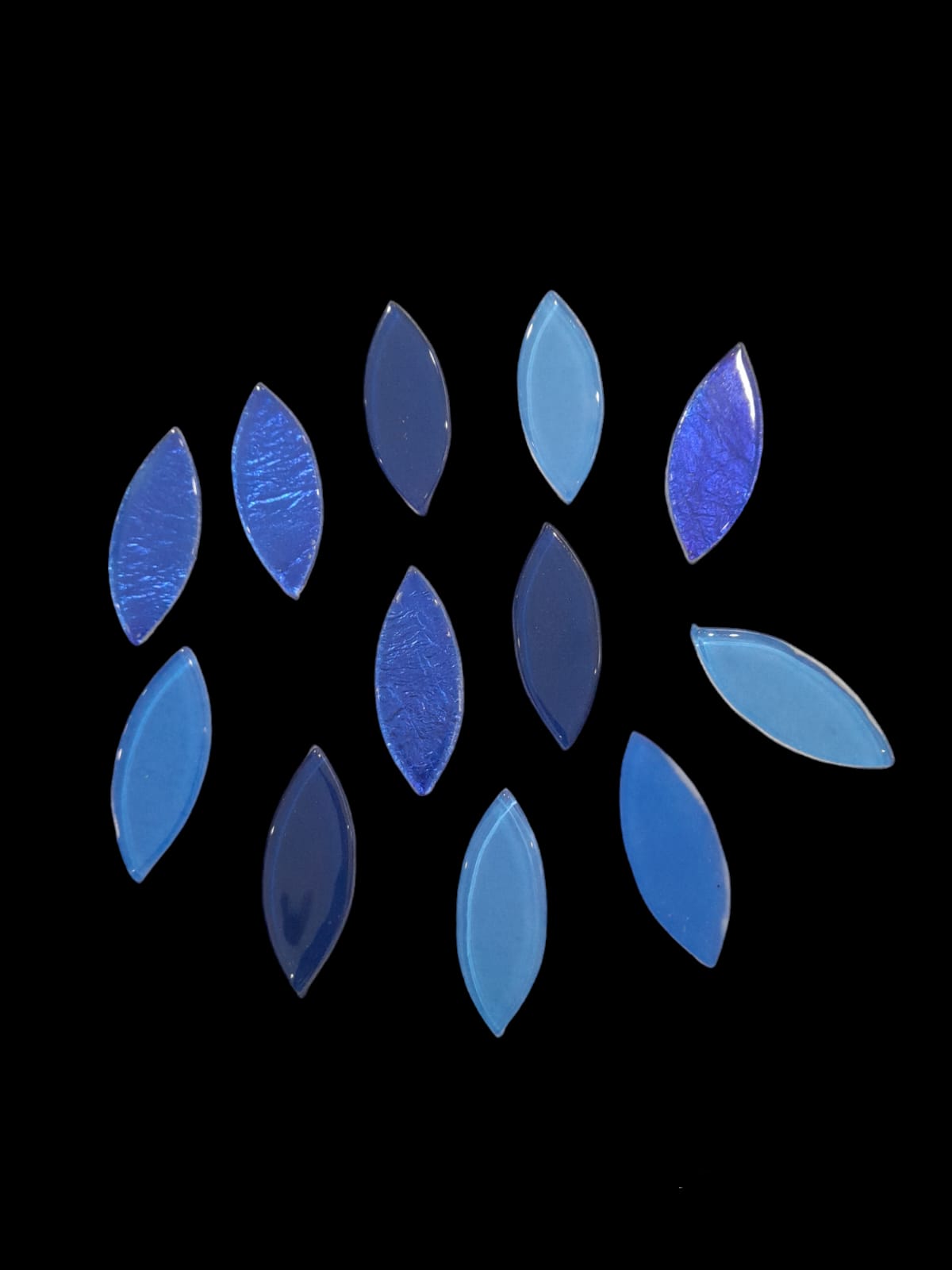 Dark Blue Theme Eye Glass Mosaic - Set of 12