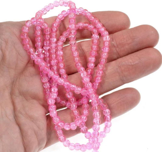 10mm Glass Crackle Beads - pink