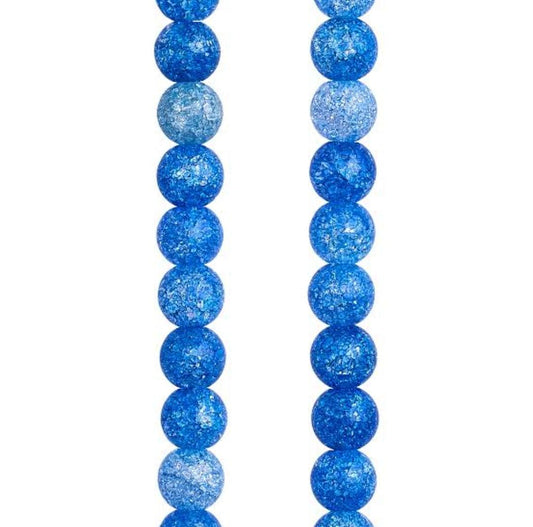 10mm Glass Crackle Beads - Aqua  Blue