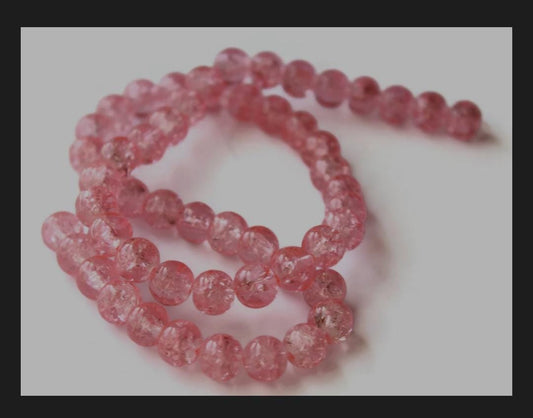 10mm Glass Crackle Beads - Peach Pink