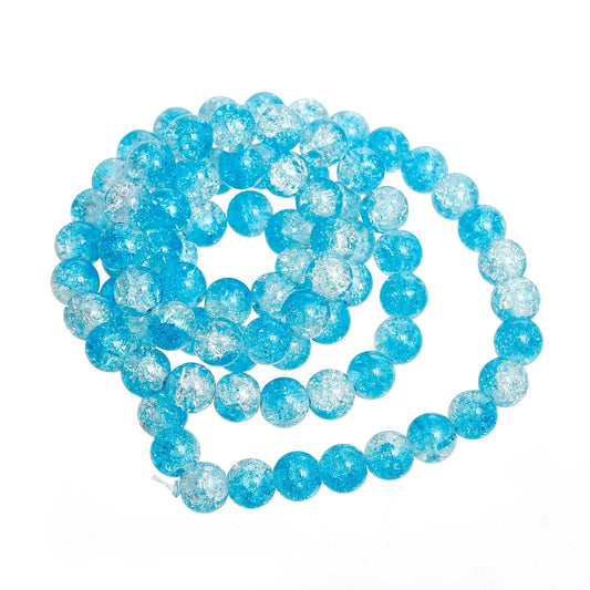 10mm Glass Crackle Beads - Sky Blue