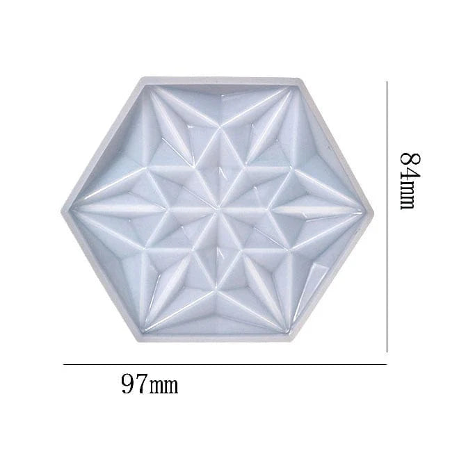 Hexagon With 3D Star Corner Coaster Mold - D2
