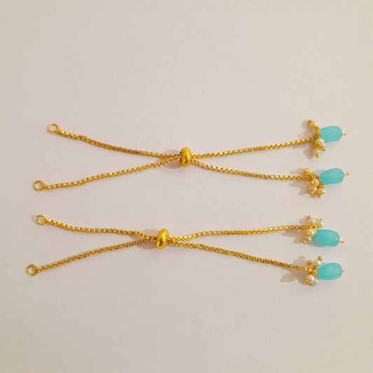 Blue Beaded bracelet back chain - Set Of 2