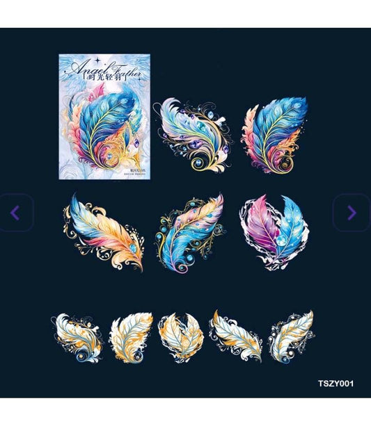 Blue Angel Feathers Stickers - 5pcs