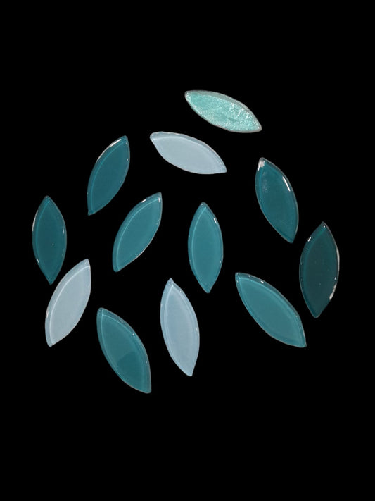 Dark Green Theme Eye Glass Mosaic  - Set of 12