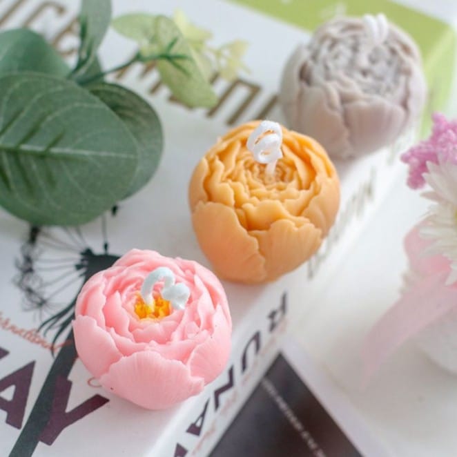 3D Rose Bud Flower Candles - set of 6