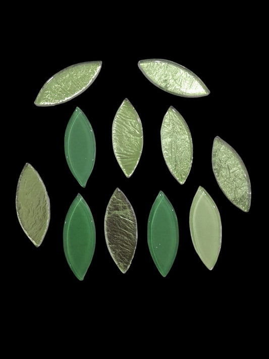 Green Theme Eye Glass Mosaic  - Set of 12