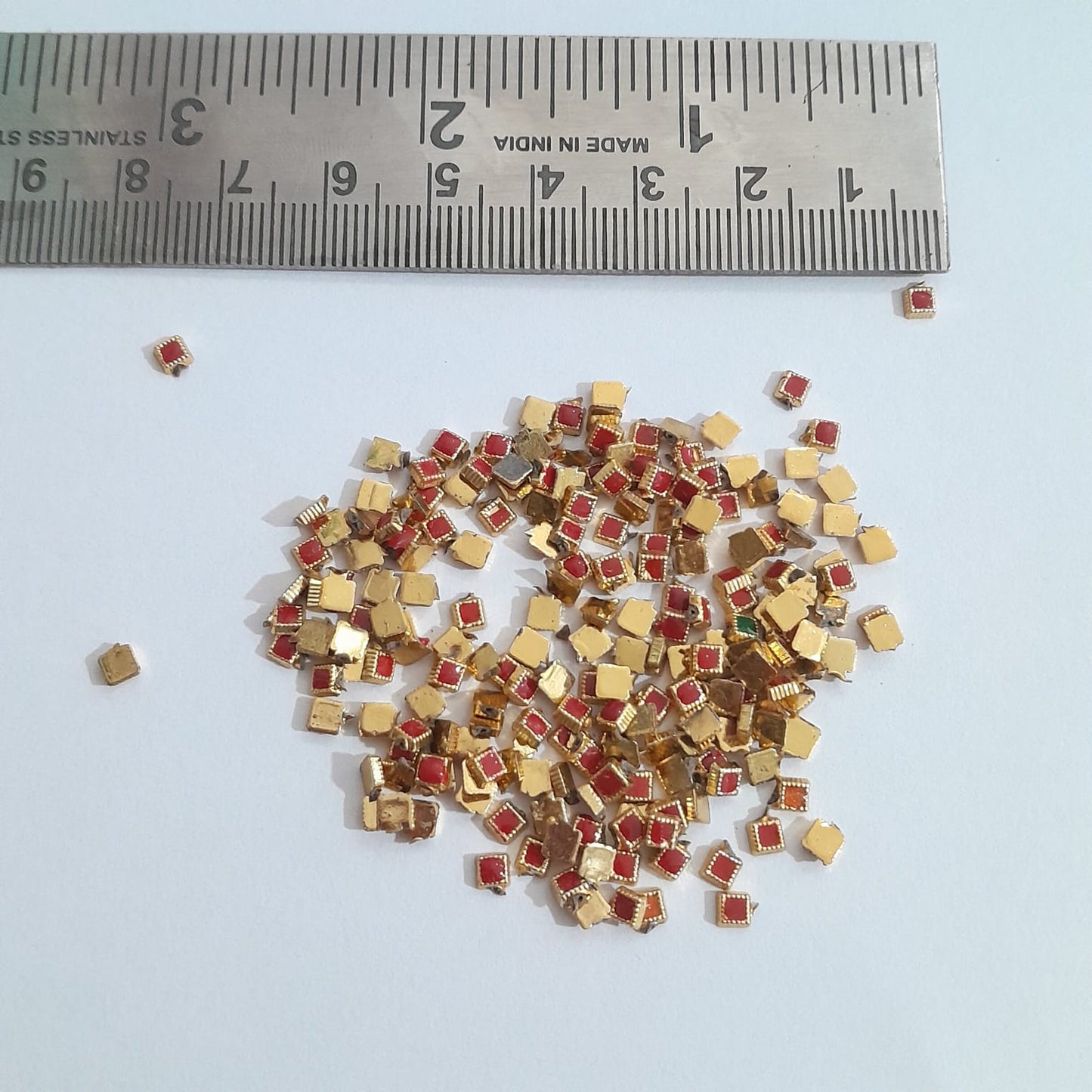 Plastic Square Enamel Painted Kundan - 2g