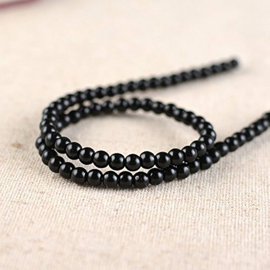 Black Glass Beads - 6mm
