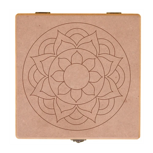 Rangoli Pre Marked MDF Box - 6x6"