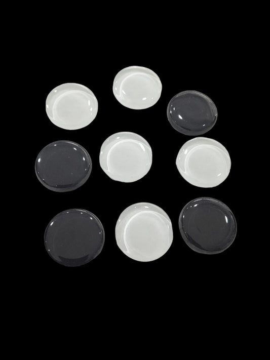 Black & White Round Glass Mosaic  - Set of 9